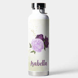 violette blühende grüne Blätter Trinkflasche
