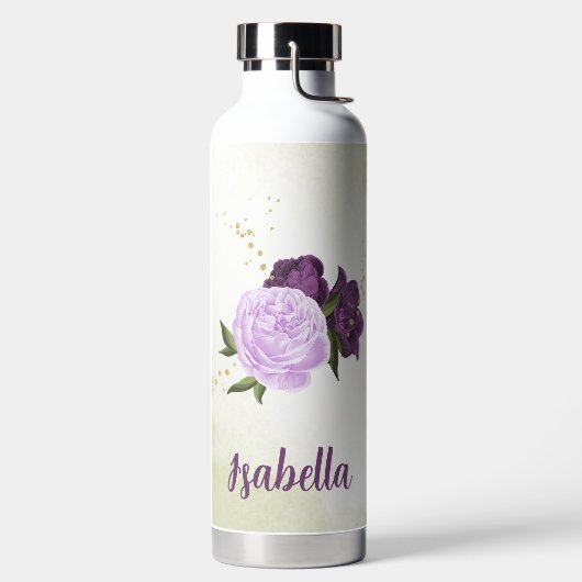 violette blühende grüne Blätter Trinkflasche (links)