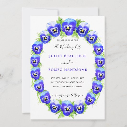 Violette Blume Gerahmt Ihre Einladung zur Hochzeit (Vorderseite)