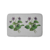 Violette Blume Hübsche botanische Flora Grau Badematte (Vorderseite)