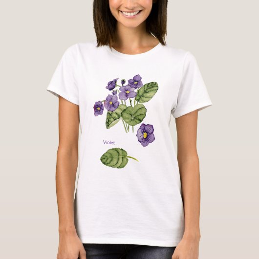 violette Blume lila Aquarell T - Shirt (Vorderseite)