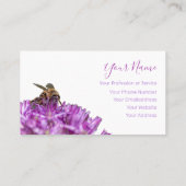 Violette Blume mit Biene auf Weiß! Visitenkarte (Rückseite)