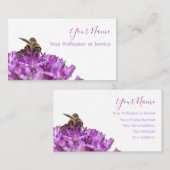 Violette Blume mit Biene auf Weiß! Visitenkarte (Vorne/Hinten)