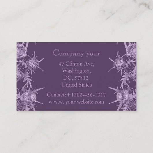 violette Blume Visitenkarte (Rückseite)