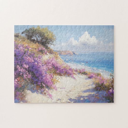 Violette Blumen am Strand Puzzle (Horizontal)