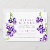 Violette Blumen Aquarellfarben Brautparty Einladung (Vorderseite)