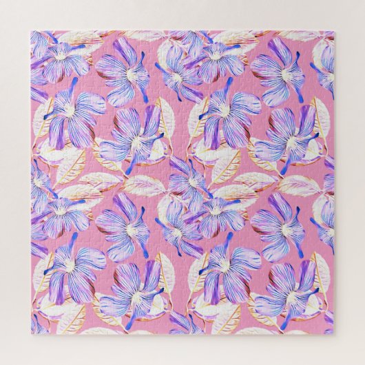 Violette Blumen: Aquarellfarbene Blumendekoration. Puzzle (Vertikal)