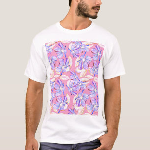 Violette Blumen: Aquarellfarbene Blumendekoration. T-Shirt