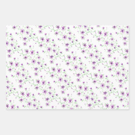 Violette Blumen auf dem Weinberg Geschenkpapier Set