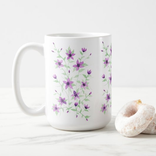 Violette Blumen auf dem Weinberg Kaffeetasse (Mit Donut)