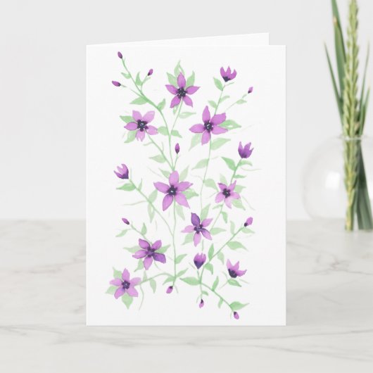 Violette Blumen auf dem Weinberg Karte (Vorderseite)