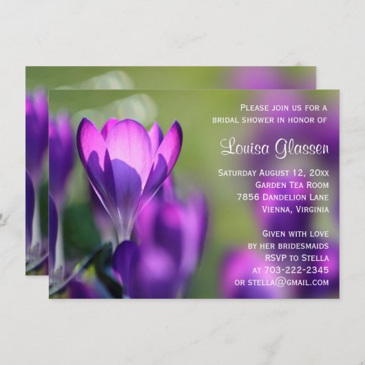 Violette Blumen Blume Brauereidusche Einladung (Vorne/Hinten)