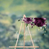 Violette Blumen, Blume Pflaume, Babydusche Empfang Acrylschild (Neutral)