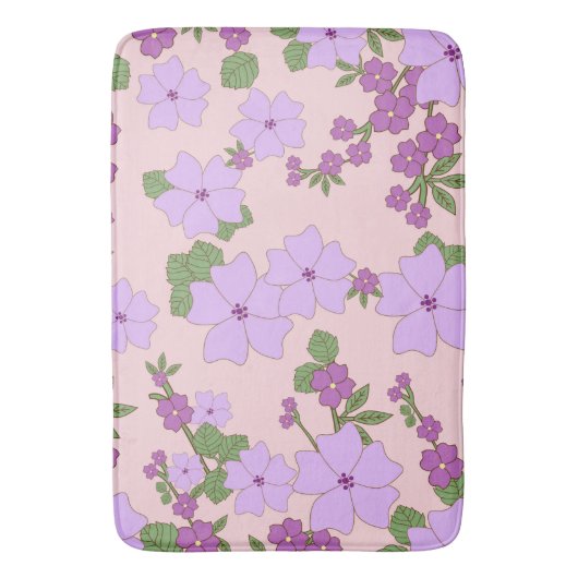 Violette Blumen, Blumenmuster, Muster von Blume Badematte (Vorderseite Vertikal)