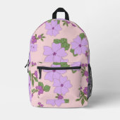 Violette Blumen, Blumenmuster, Muster von Blume Bedruckter Rucksack (Vorderseite)