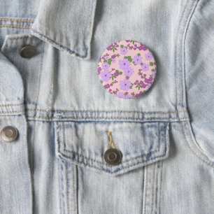 Violette Blumen, Blumenmuster, Muster von Blume Button