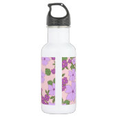 Violette Blumen, Blumenmuster, Muster von Blume Edelstahlflasche (Rückseite)