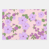 Violette Blumen, Blumenmuster, Muster von Blume Geschenkpapier Set (Vorderseite 3)