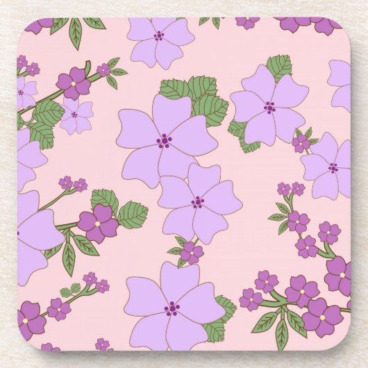 Violette Blumen, Blumenmuster, Muster von Blume Getränkeuntersetzer (Vorderseite)