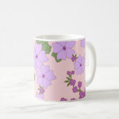 Violette Blumen, Blumenmuster, Muster von Blume Kaffeetasse (VorderseiteRechts)