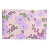 Violette Blumen, Blumenmuster, Muster von Blume Kissenbezug (Rückseite)
