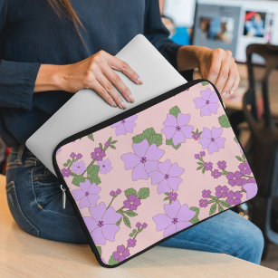 Violette Blumen, Blumenmuster, Muster von Blume Laptopschutzhülle