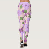 Violette Blumen, Blumenmuster, Muster von Blume Leggings (Rückseite)