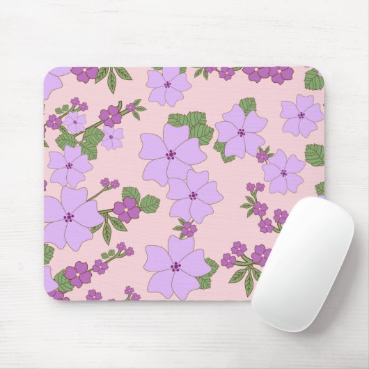 Violette Blumen, Blumenmuster, Muster von Blume Mousepad (Mit Mouse)