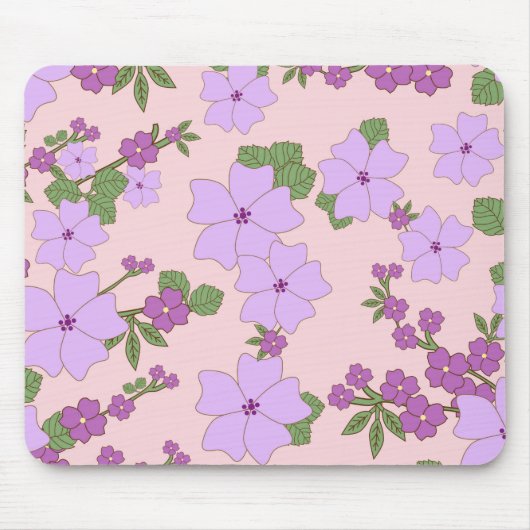 Violette Blumen, Blumenmuster, Muster von Blume Mousepad (Vorne)