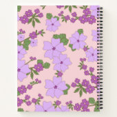 Violette Blumen, Blumenmuster, Muster von Blume Notizblock (Rückseite)