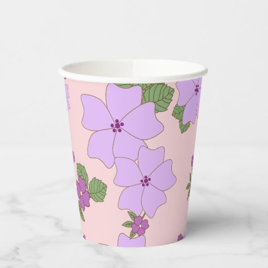 Violette Blumen, Blumenmuster, Muster von Blume Pappbecher (Links)