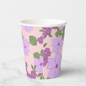 Violette Blumen, Blumenmuster, Muster von Blume Pappbecher (Rechts)