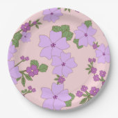 Violette Blumen, Blumenmuster, Muster von Blume Pappteller (Vorderseite)