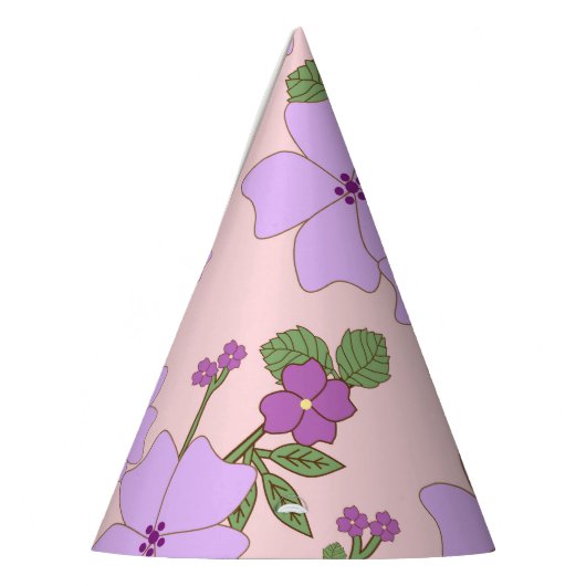 Violette Blumen, Blumenmuster, Muster von Blume Partyhütchen (Links)
