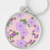 Violette Blumen, Blumenmuster, Muster von Blume Schlüsselanhänger (Vorne)
