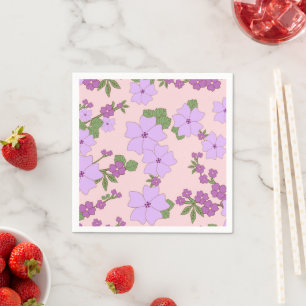 Violette Blumen, Blumenmuster, Muster von Blume Serviette