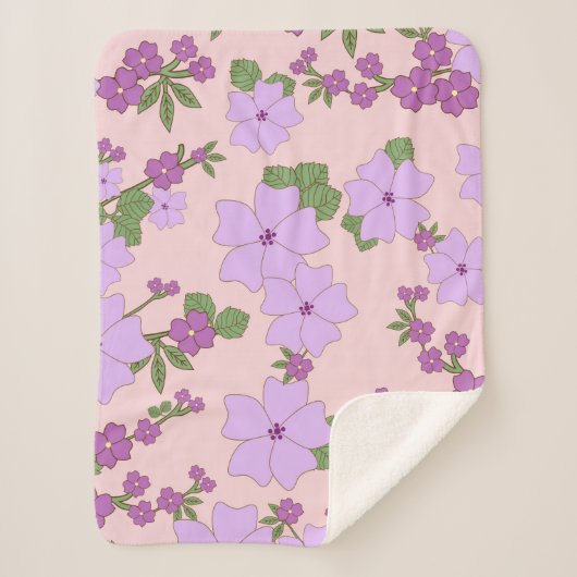 Violette Blumen, Blumenmuster, Muster von Blume Sherpadecke (Vorderseite)