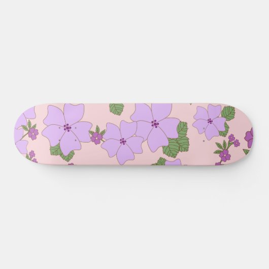 Violette Blumen, Blumenmuster, Muster von Blume Skateboard (Horizontal)