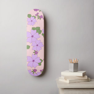 Violette Blumen, Blumenmuster, Muster von Blume Skateboard