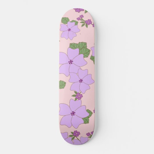 Violette Blumen, Blumenmuster, Muster von Blume Skateboard (Vorderseite)