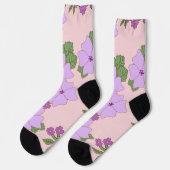 Violette Blumen, Blumenmuster, Muster von Blume Socken (Linkes Detail)