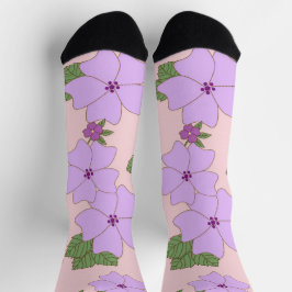 Violette Blumen, Blumenmuster, Muster von Blume Socken