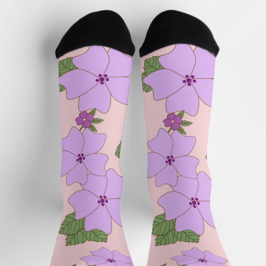 Violette Blumen, Blumenmuster, Muster von Blume Socken (Oben)