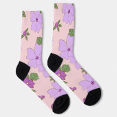 Violette Blumen, Blumenmuster, Muster von Blume Socken (Rechts)