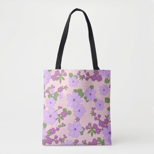 Violette Blumen, Blumenmuster, Muster von Blume Tasche (Vorderseite)