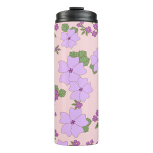 Violette Blumen, Blumenmuster, Muster von Blume Thermosbecher