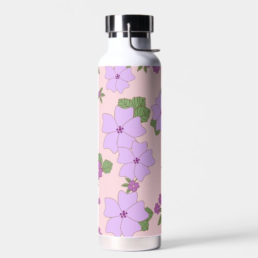 Violette Blumen, Blumenmuster, Muster von Blume Trinkflasche (Links)