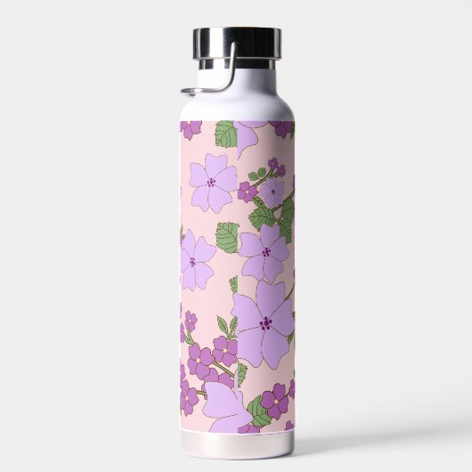 Violette Blumen, Blumenmuster, Muster von Blume Trinkflasche (Rechts)
