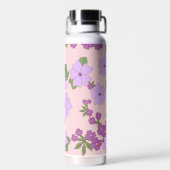 Violette Blumen, Blumenmuster, Muster von Blume Trinkflasche (Rückseite)