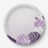 violette Blumen botanische Hochzeit Pappteller (Vorderseite)